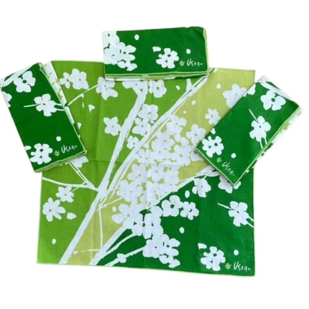 Vintage Vera Neumann Floral Cherry Blossom MCM Table napkins set of 4 16” x 16”